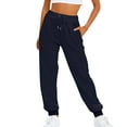 thumbnail image 1 of AWXNJUX Pants for Women Trendy Ladies Solid Color Drawstring Elastic Waist Casual Loose Foot Fleece Sweatpants Womens Casual Pants Flowy Pants Pants Womens (Navy Blue,XL), 1 of 5
