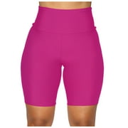 AWXNJUX Seamless Leggings for Women Women Stretch Bike Shorts Workout Short Mini High Waist Shorts Gym Sports Pants Tights for Women Leggings Woman Leggings (Hot Pink,L)