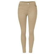 AWXNJUX Stretchy Jeans for Women Girls's Smart Jeans Fancy Stretchy Five Pocket Jeggings Pull On Pants Cute and Comfy Bell Bottom Jeans for Women Women Jeans High Rise Jeans(Khaki,M)