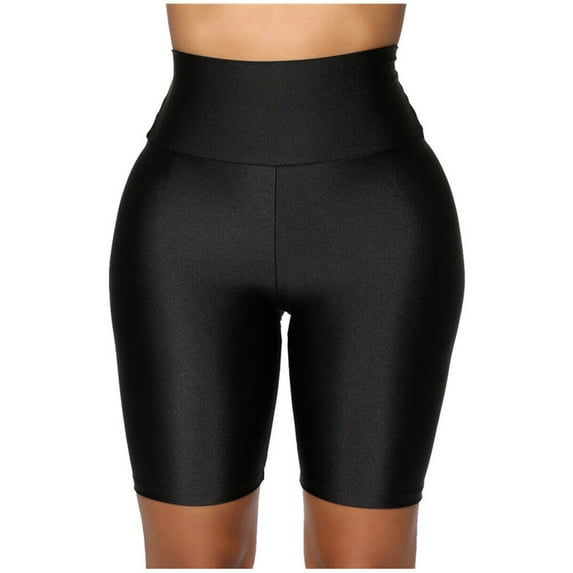 AWXNJUX Summer Leggings Women Stretch Bike Shorts Workout Short Mini High Waist Shorts Gym Sports Pants Tights for Women Leggings Woman Leggings High Waisted Workout Leggings(Black,L)