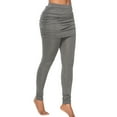 thumbnail image 1 of AWXNJUX Summer Leggings Womens Athleisure Ultra Soft Knit Foldover Ruched Skirted Yoga Leggings High Waist Leggings for Women Stretch Pants Women's Leggings(Gray,L), 1 of 2