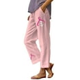 thumbnail image 1 of AWXNJUX Wide Leg Pants Woman Breast Cancer Awareness Month Women's Stylish Pocket Casual Pants Womens Sweatpants Womens Linen Pants Femme Pantalon (Black,S), 1 of 3
