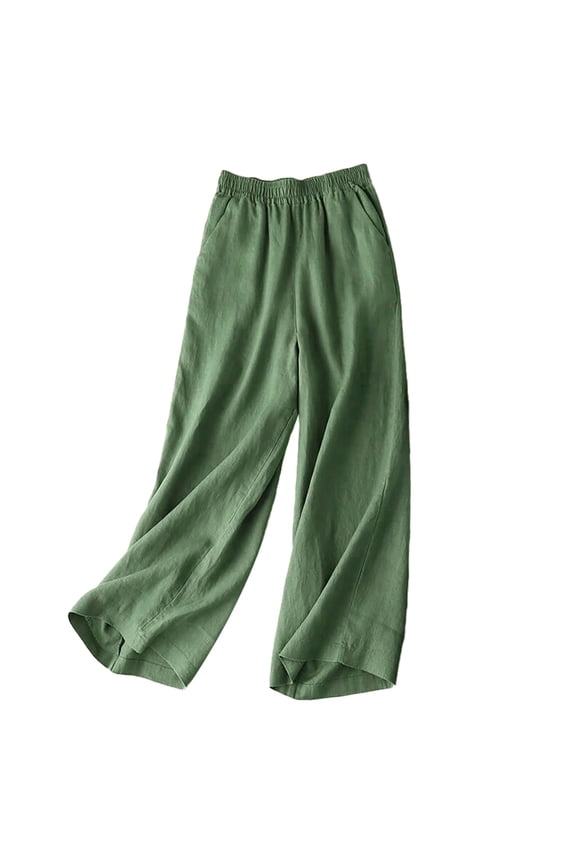 Womens Casual Pants Women's Cotton and Linen Solid Color Drape Casual Fashion Oversized Pants Women's Pants Casual Casual Womens Pants Summer Pants (Green,L)