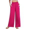 thumbnail image 1 of AWXNJUX Womens Casual Pants Women's Elastic High Waisted Fashionable Wide Leg Pants With Slimming and Drapey Wide Leg Pants Women Pant Women Pants (Red1,XL), 1 of 6