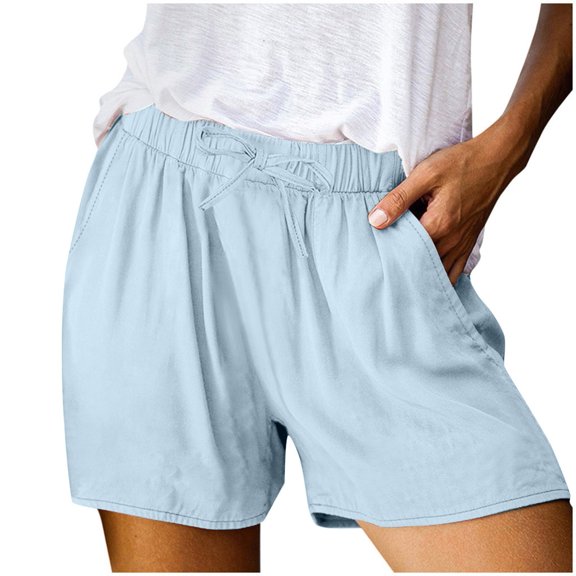AWXNJUX Womens Casual Pants Women's Spring Summer Solid Cotton Li Nen Shorts With Split Pocket Casual Pants Women's Pants Casual Casual Womens Pants Summer Pants (Mint Green,L)
