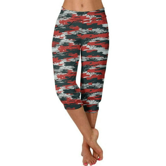 AWXNJUX Womens Linen Pants Capri Leggings for Women 2024 High Waisted Cutout Yoga Capris Lightweight Cozy Cropped Pants Solid Soft Pajams Pants Womens Pants Flowy Pants Woman's Pants (Red,XXL)