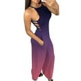 AWXNJUX Womens Wide Leg Jumpsuit Womens Casual Gradient Printing