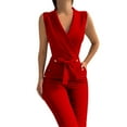 AWXNJUX Womens Wide Leg Jumpsuit Women's Button V Neck Sleeveless Slim