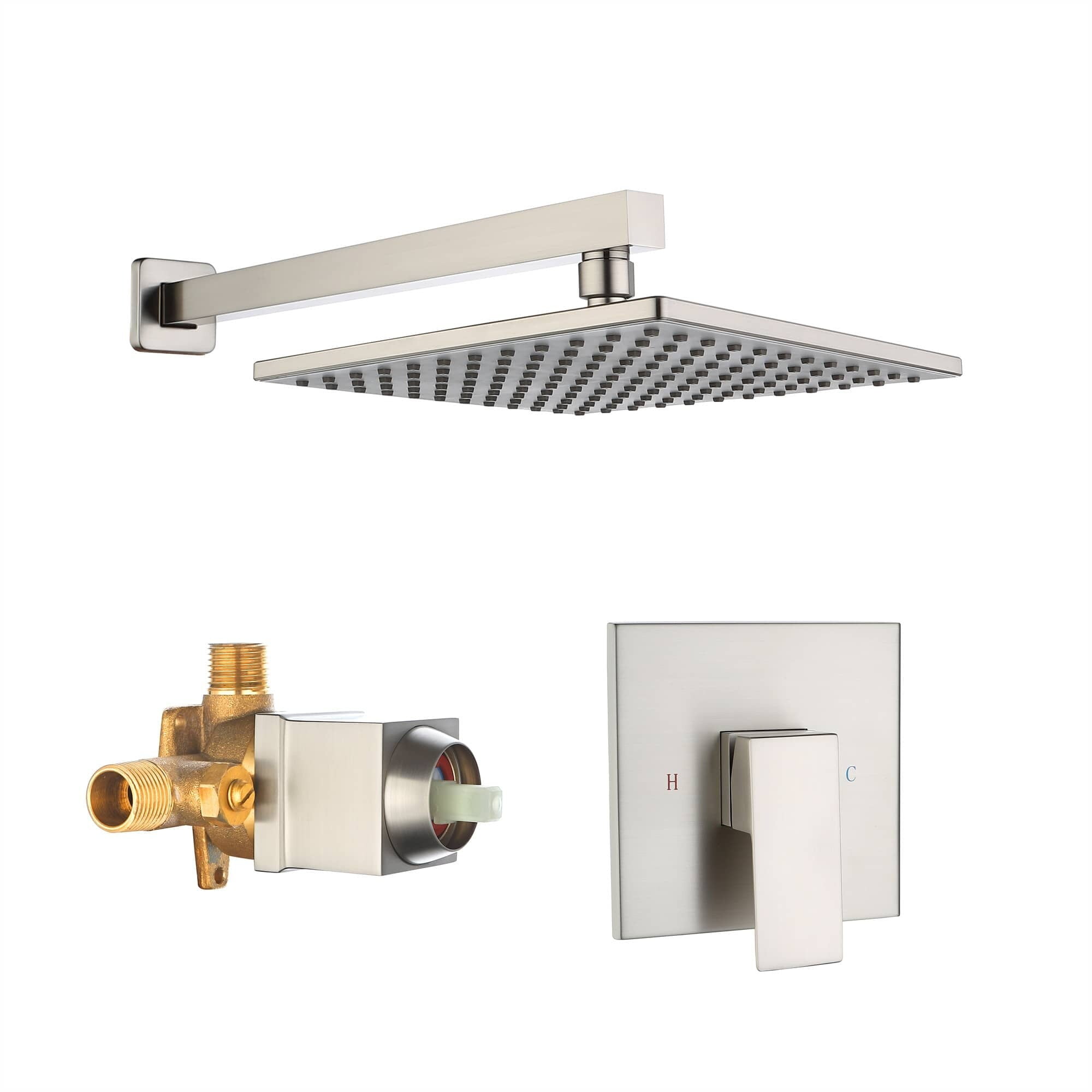 10-Inch Brushed Nickel Wall Mount Rainfall Shower System