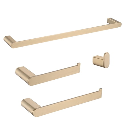 AWZTOO 4 Piece Bathroom Hardware Set Wall Mount Bathroom Accessories Brushed Gold Towel Rack Holder Bar Set Stainless Steel Fixtures