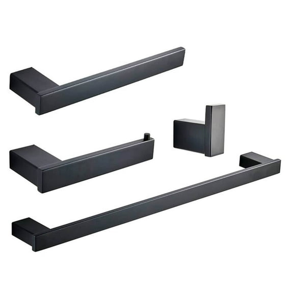 AWZTOO 4 Piece Bathroom Hardware Set Wall Mount Bathroom Towel Holder Bar Set Bathroom Fixtures 304 Stainless Steel Bath Accessories Matte Black Matte