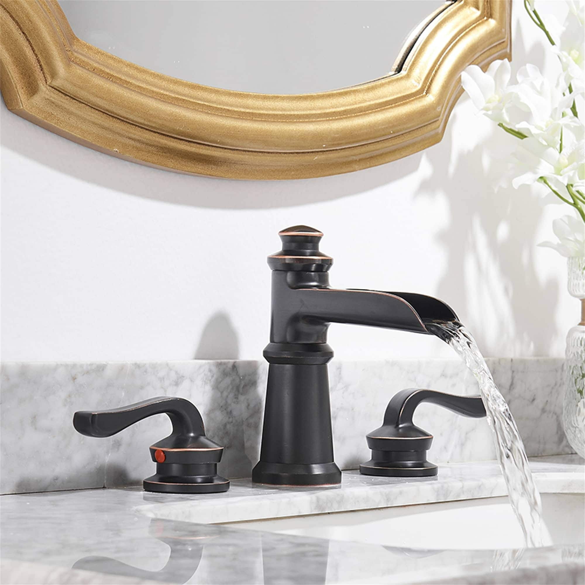 Oil Rubbed Bronze Waterfall Bathroom Faucet with Double Handles