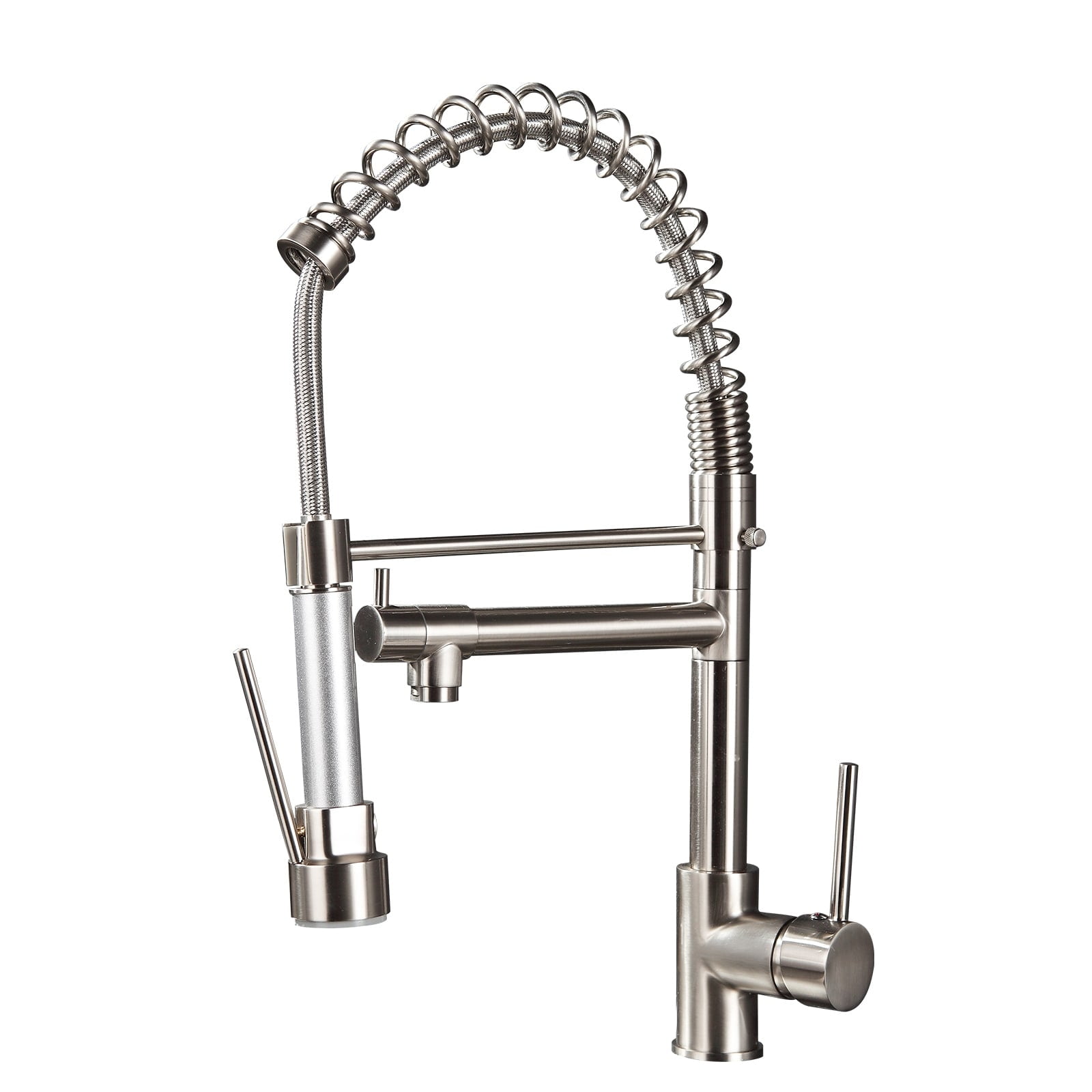 Brushed Nickel Commercial Pull Down Kitchen Faucet with Pot Filler