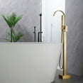 thumbnail image 1 of AWZTOO Freestanding Tub Faucet With Hand Sprayer Floor Mount Roman Bathtub Faucet Modern Waterfall Tub Filler Trim With Handheld Showe Brushed Gold, 1 of 5