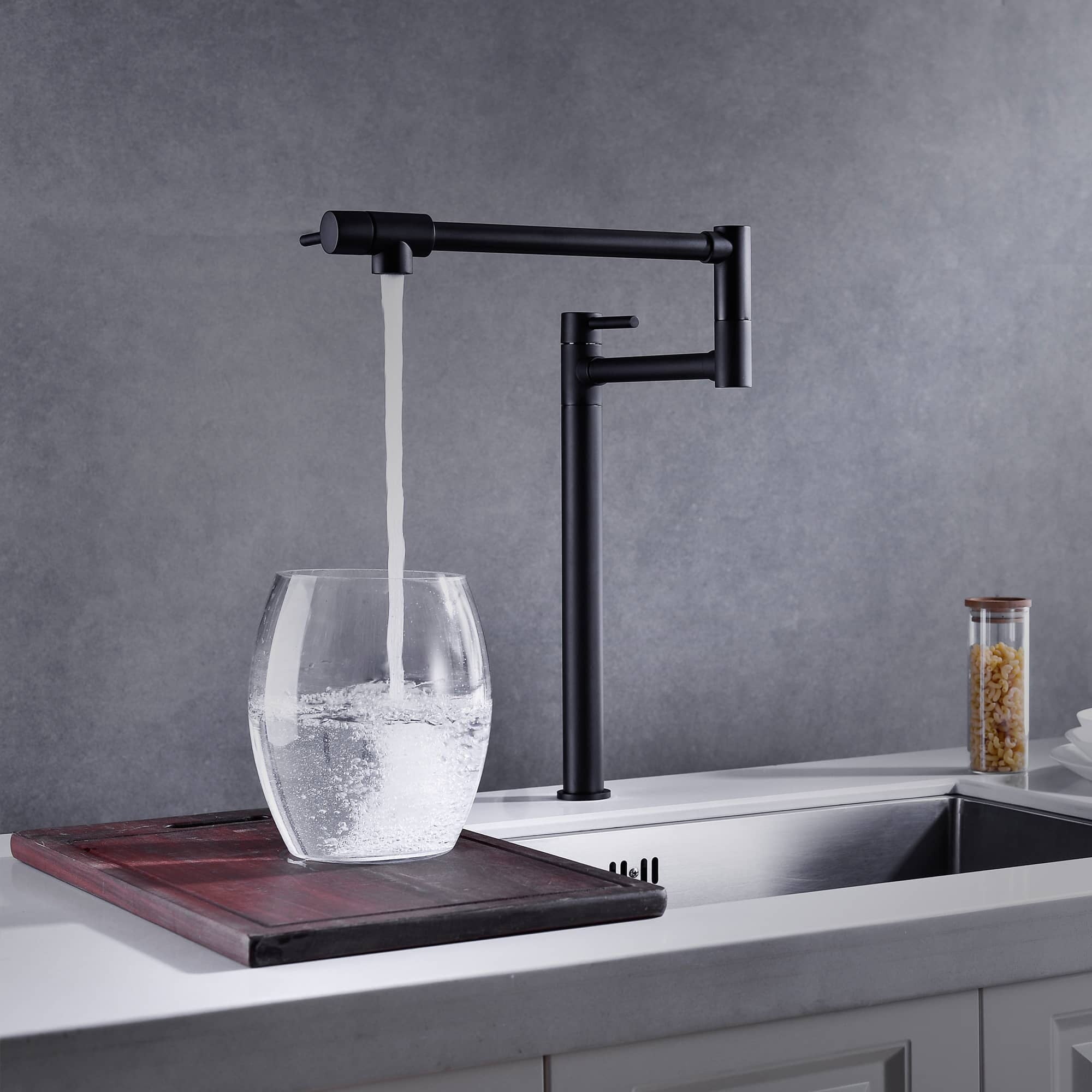 Matte Black Dual Joint Kitchen Pot Filler Faucet