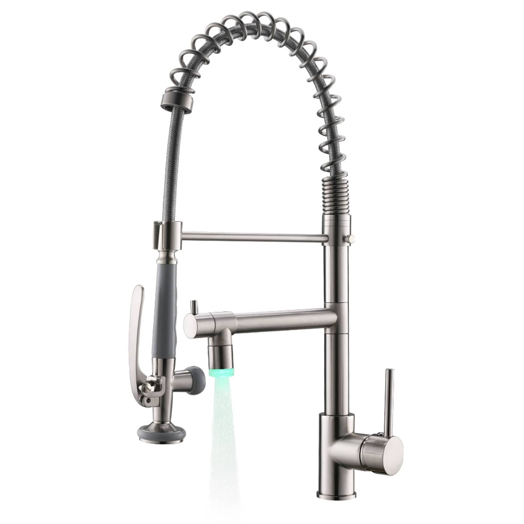 AWZTOO LED Commercial Pull Down Kitchen Sink Faucet With Sprayer ...