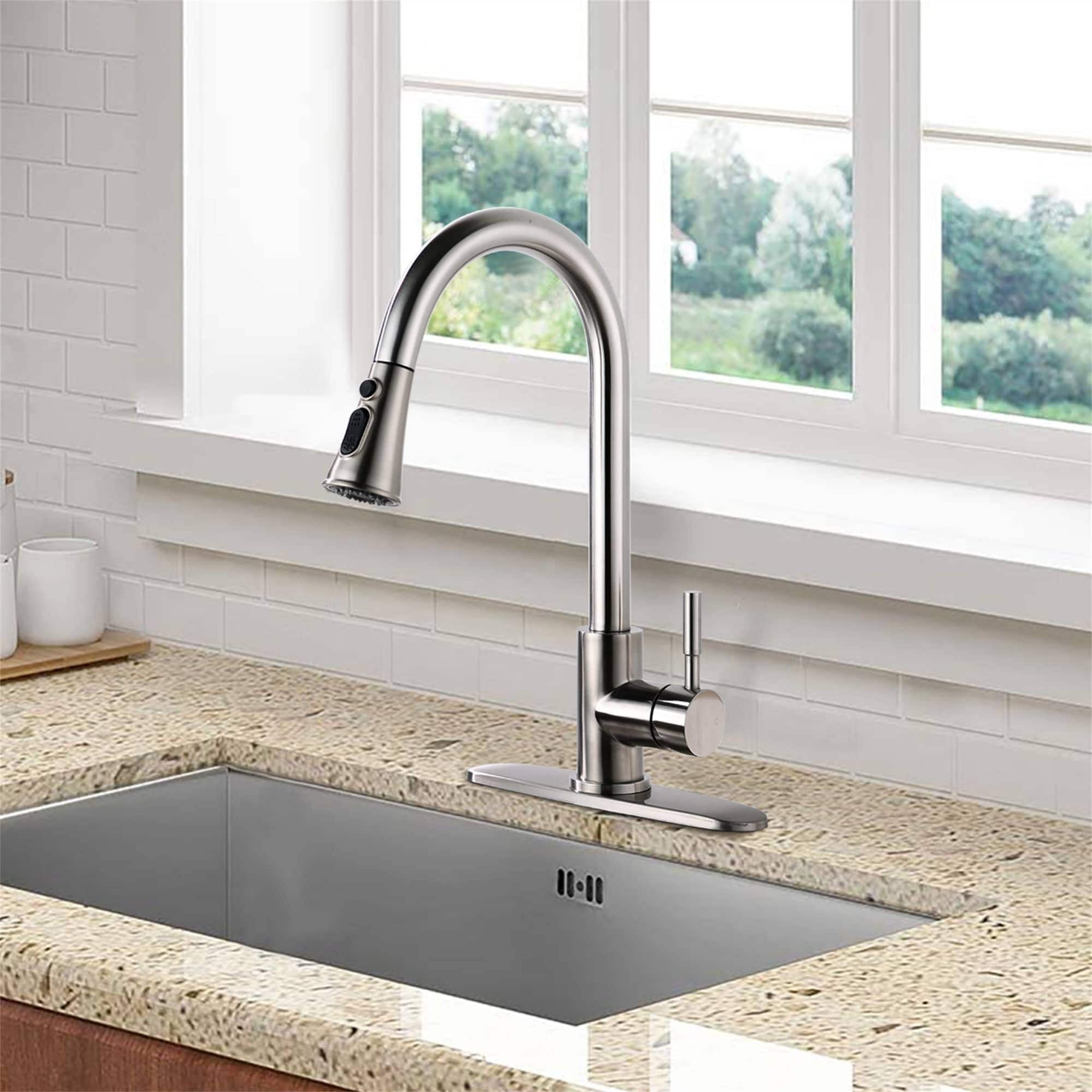 Brushed Nickel Stainless Steel Pull-Out Spray Kitchen Faucet