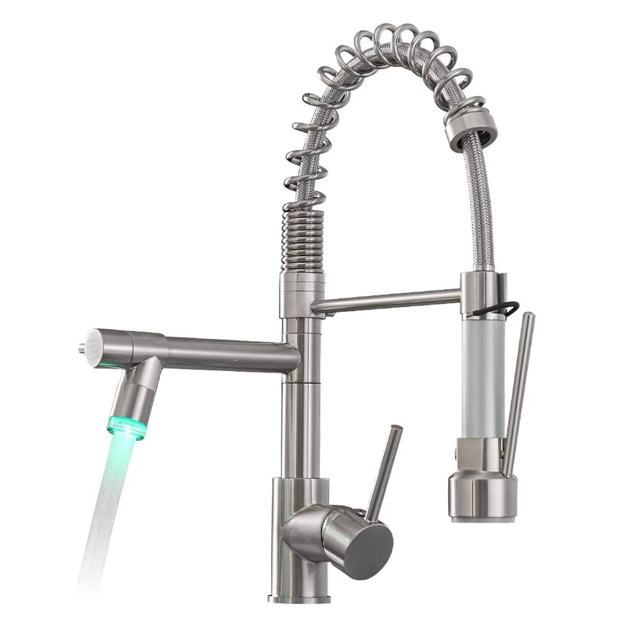 Brushed Nickel LED Pull Down Kitchen Faucet with Spray
