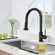 AWZTOO Pull Down Kitchen Sink Faucet With Sprayer Single Handle Kitchen Faucet Stainless Steel One Hole Modern Basin Vanity Taps Matte Black Matte