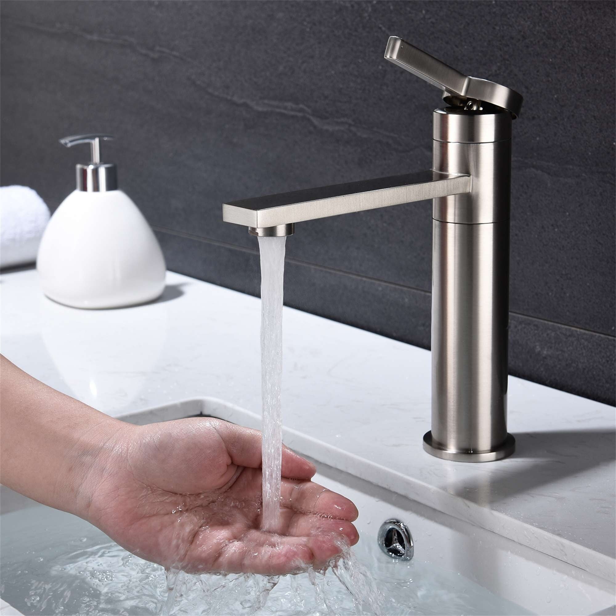 Brushed Nickel Stainless Steel Single Handle Bathroom Faucet