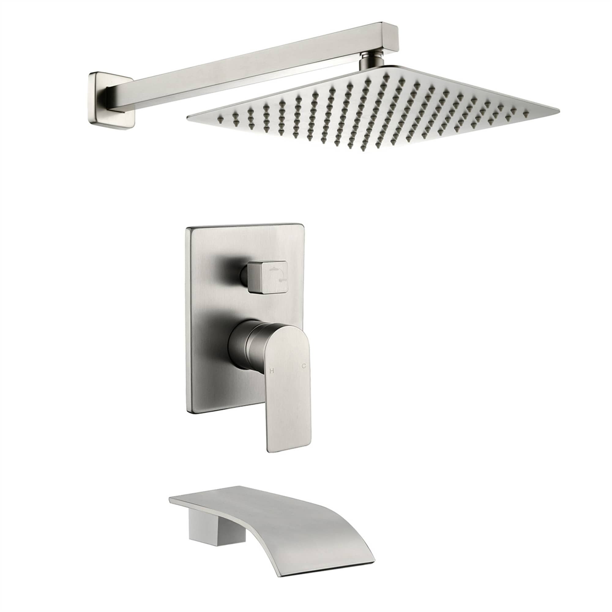 Brushed Nickel 10-Inch Rainfall Wall Mounted Shower System