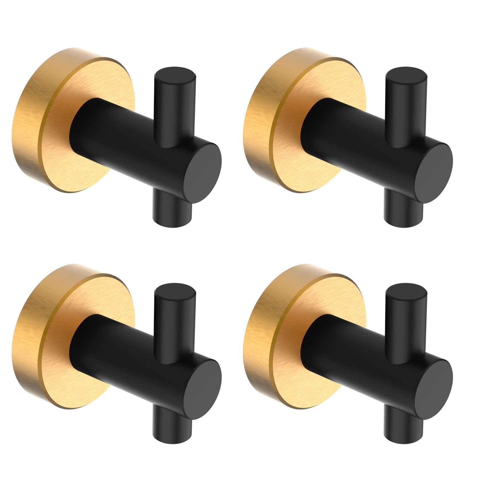 Matte Black and Gold Aluminum Wall Mounted Towel Hook Set