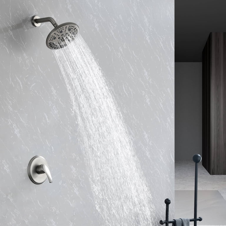 Sumerain Brushed Nickel Rain Shower System – Ceiling-Mounted 8-Inch Shower Head With Handheld & High Pressure