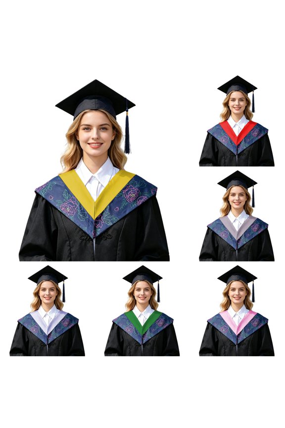 Academic Graduation Hood Stole Shawl Collar For Doctor Commencement Ladies Evening Wrap Yellow,One Size