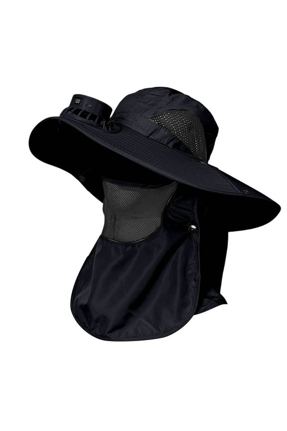 Adjustable Breathable Sun Hat With Wide Brim And Rechargeable Cooling Fan For UV Protection During Outdoor Activities And Daily Commute Black,One Size
