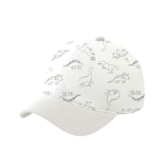 AWZXDE Adjustable Kids Baseball Hat Dinosaur Print Sun Hat For Boys Girls Toddler Outdoor Daily Casual Wear Breathable White