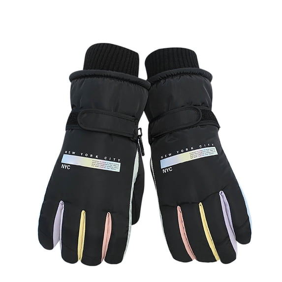 AWZXDE Adult Ski Gloves With Insulation Wind Proof Touchscreen Womens Winter Gloves For Motorcycle Bike Riding Couples Black