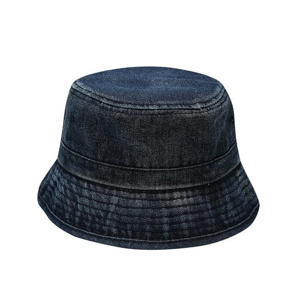 AWZXDE Adult Solid Denim Bucket Hat Fashion Bucket Hats Outdoor Sunshade For Summer Sun Block And Durable Dark Blue