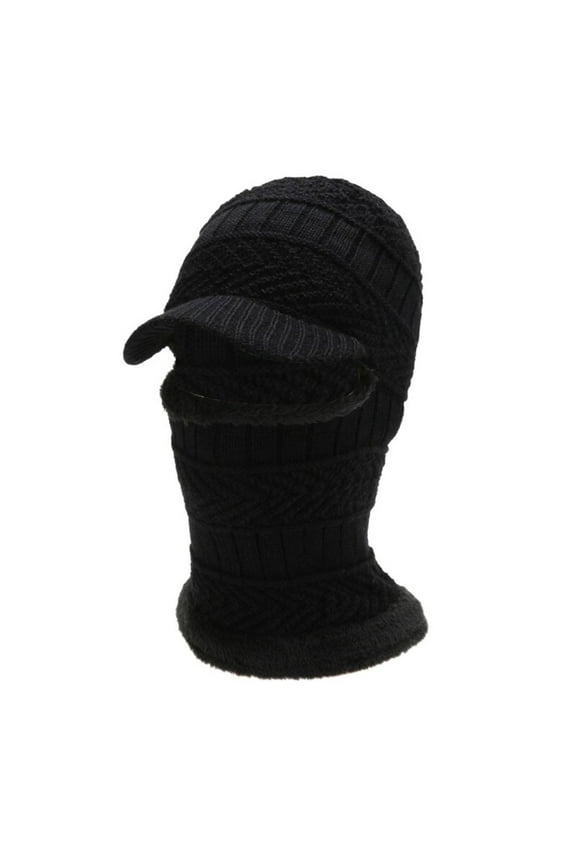 Autumn Winter Outdoor Warm Face And Neck Shield Riding Integrated Pull On Hat Winter Hats For Men Black