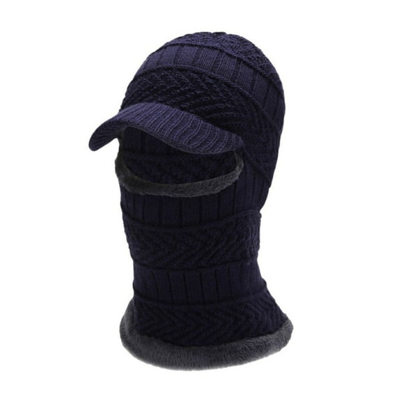 AWZXDE Autumn Winter Outdoor Warm Face And Neck Shield Riding Integrated Pull On Hat Winter Hats For Men Blue