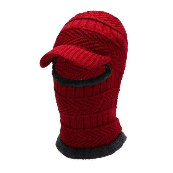 AWZXDE Autumn Winter Outdoor Warm Face And Neck Shield Riding Integrated Pull On Hat Winter Hats For Men Red
