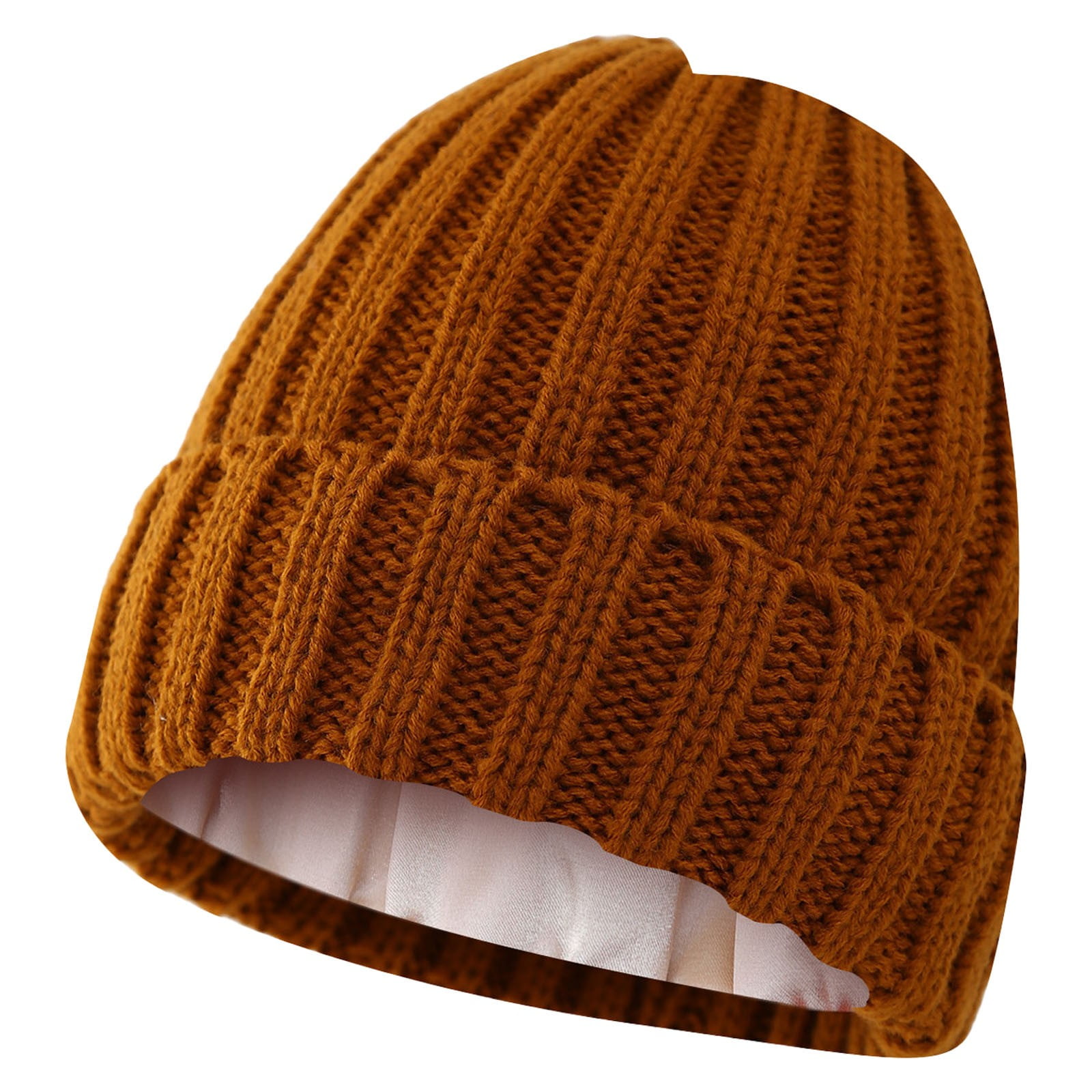 AWZXDE Autumn Winter Women's Solid Color Warm Knit Hat Satin Lined ...