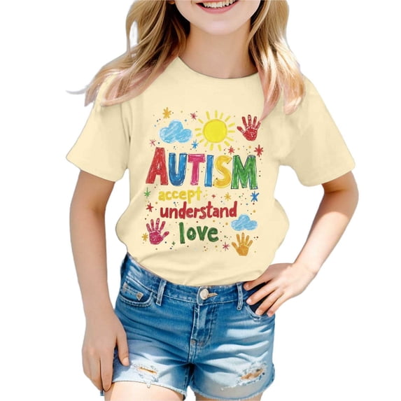 AWZXDE Awareness Day Short Sleeve T Shirt For Kids Girls Youth Ribbed ...