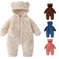 thumbnail image 1 of AWZXDE Baby Boys Sleepsuit Winter Warm Hooded Bear Design Soft Cozy Pajama Set For Toddler Beige,3-6 Months, 1 of 5