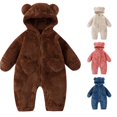 thumbnail image 1 of AWZXDE Baby Boys Sleepsuit Winter Warm Hooded Bear Design Soft Cozy Pajama Set For Toddler Brown,9-12 Months, 1 of 4