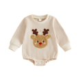 thumbnail image 1 of AWZXDE Baby Christmas Outfit Girls Waffle Knit Bodysuit Long Sleeve Reindeer Applique Romper for Holiday Family Photo and Christmas Party, 1 of 5