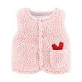 thumbnail image 1 of AWZXDE Baby Kids Windproof Solid Vest Sleeveless Winter Warm Plush Outerwear Baby Coat For 6 Months To 3 Years Pink，12-18 Months, 1 of 1