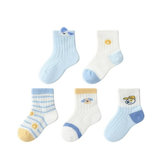 AWZXDE Baby Soothing Baby Socks Set for Daily Wear Lightweight Breathable Cartoon Design Socks 5-Pack for Spring Summer