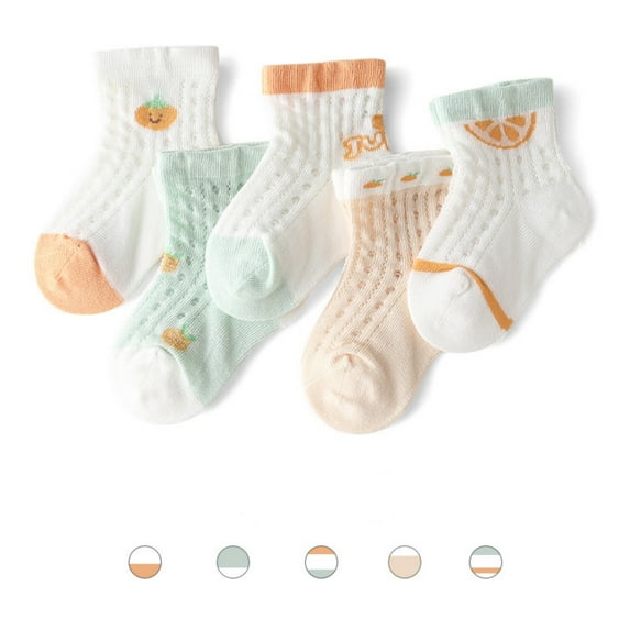 AWZXDE Baby Soothing Baby Socks Set for Daily Wear Lightweight Breathable Cartoon Design Socks 5-Pack for Spring Summer