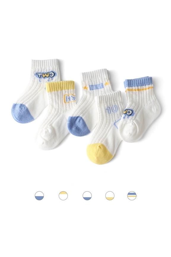 Baby Soothing Baby Socks Set for Daily Wear Lightweight Breathable Cartoon Design Socks 5-Pack for Spring Summer