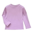 thumbnail image 1 of AWZXDE Basic Girls Long Sleeve Top, Solid Color, Round Neck Shirt, Everyday Wear, Toddler Girls, Little Girls, Cozy Casual, Fall Winter Clothes Purple,3-4 Years, 1 of 3