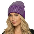 thumbnail image 1 of AWZXDE Beanie Hats For Women Rhinestone Winter Knitted Wool Cap Warm Sparkly Detailed Cold Weather Slouchy Hat Purple, 1 of 4
