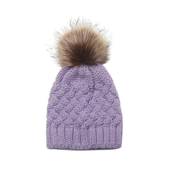 AWZXDE Beanie Hats For Women Solid Color Winter Warm Soft Lancy Knit Wool Cap Casual Slouchy Style For Ladies Purple