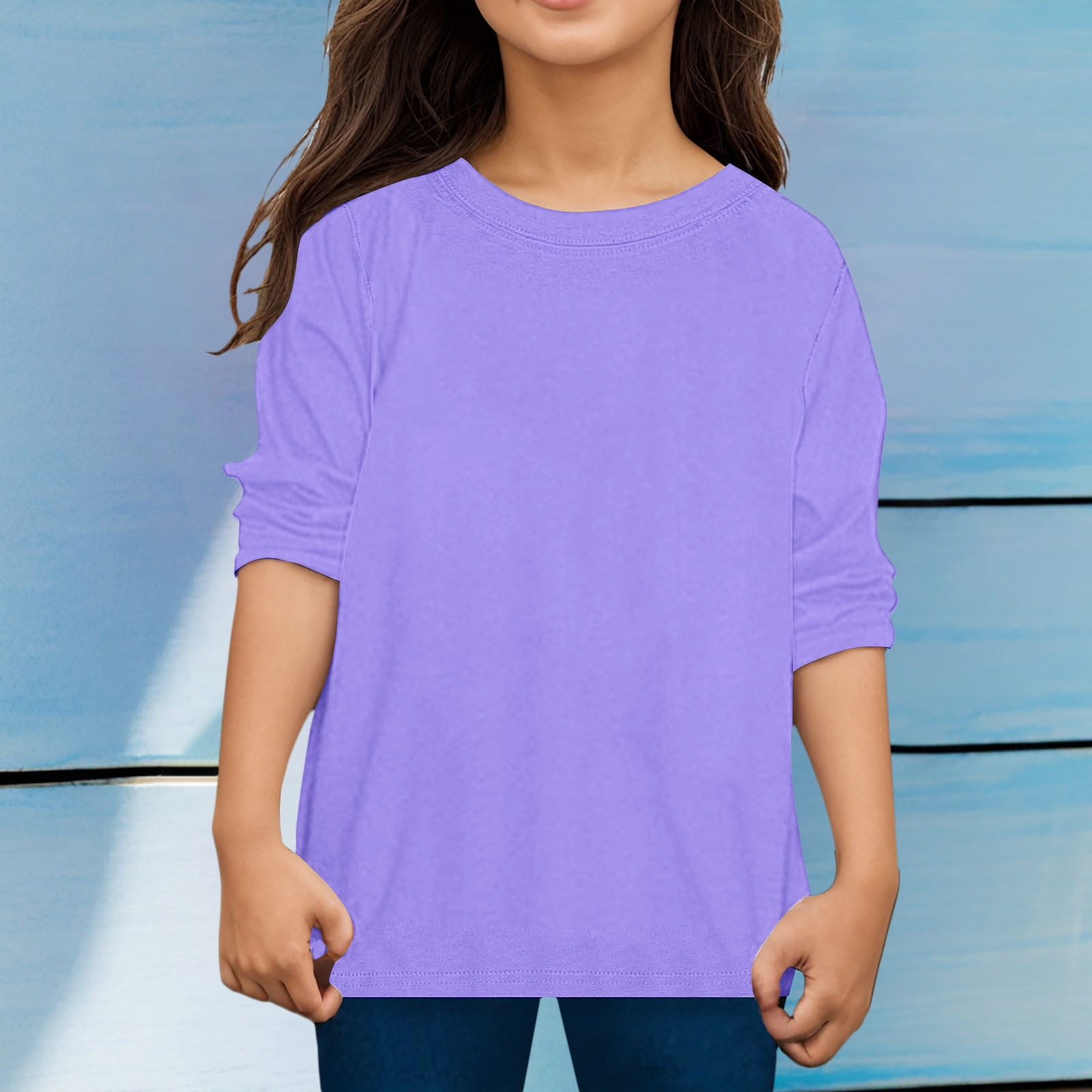 AWZXDE Boys And Girls Autumn Long Sleeve Basic Solid Color Casual T ...