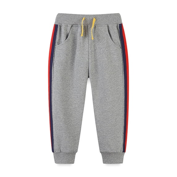 AWZXDE Boys'Casual Striped Sweatpants, Comfy Kids' Relaxed Fit Athletic Joggers with Colorful Side Stripes for Daily Active Wear Grey,2-3 Years
