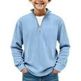 thumbnail image 1 of AWZXDE Boys Corduroy Quarter Zip Pullover Long Sleeve Collared Sweater Casual Ribbed Fall Top boys sweatshirts Light Blue，11-12 Years, 1 of 5